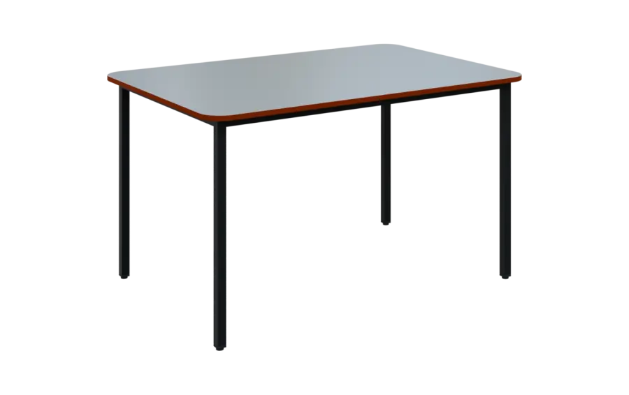 JSBR 130N Jídelní stůl 1300 x 900 mm, deska šedá s hranou cihlově červená / podnož černá